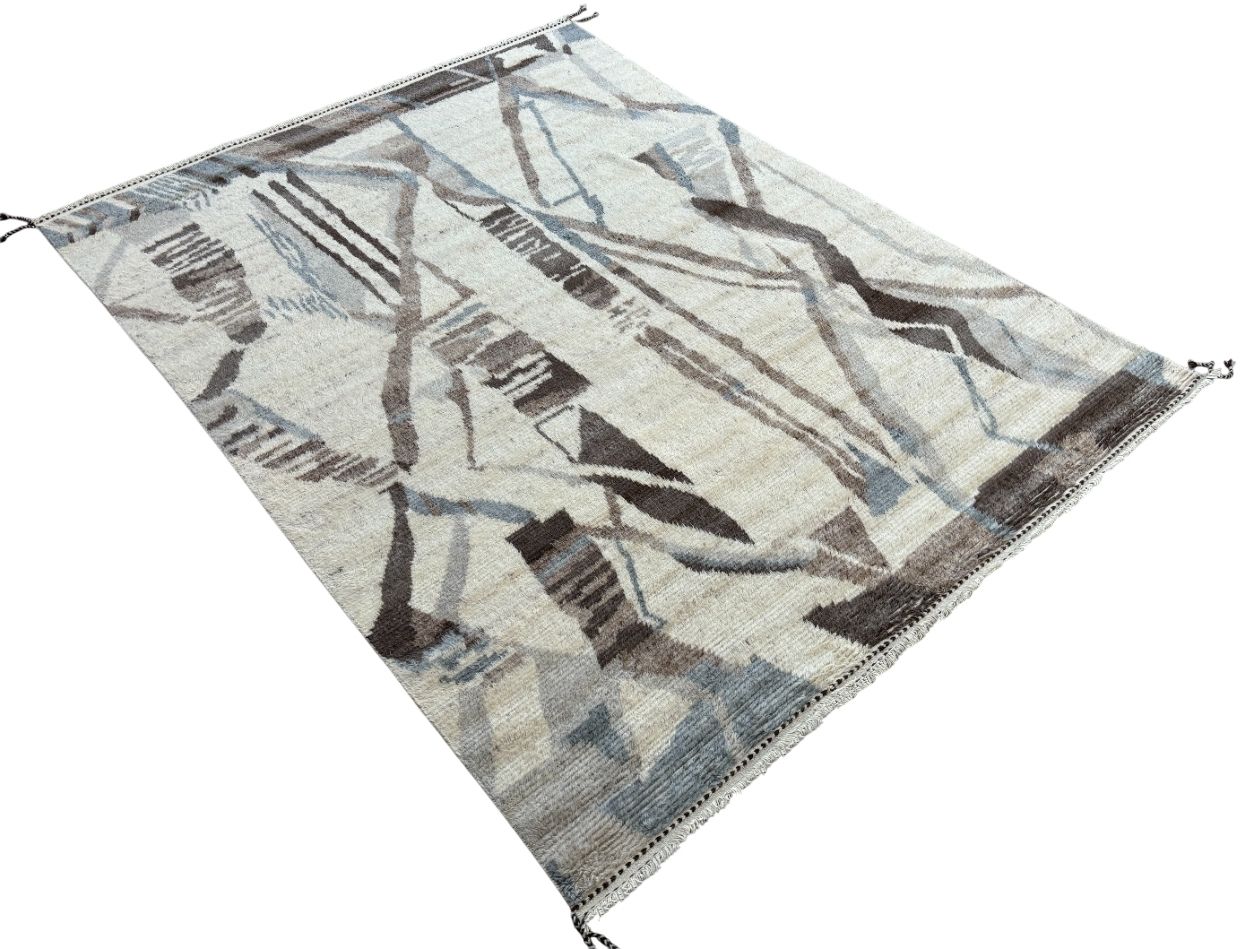 275x365 Cm Vintage Hand Knotted Moroccan Design Rug. 100% Natural Wool. Handmade Beni Ourain Carpet. 100% Natural Wool photo Textiles