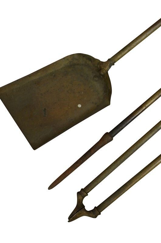 photo for sale Brass Fire Companion Stand With Fire Irons