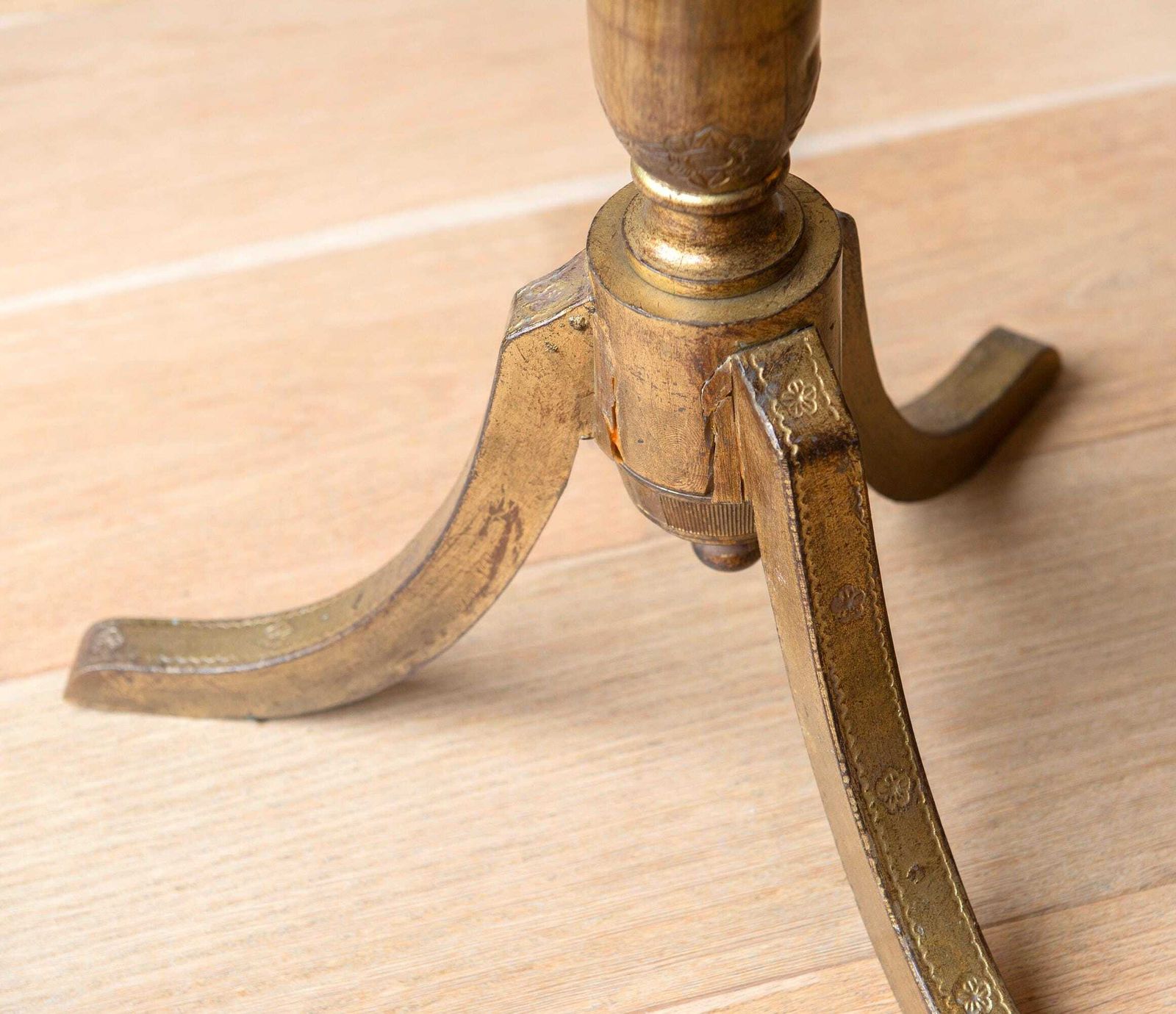 photo for sale Florentine Side Table   Vintage Golden Accent Wine Table   Italian Additional Table   Scalloped Edge   Rococo Plant Stand   1960s Design