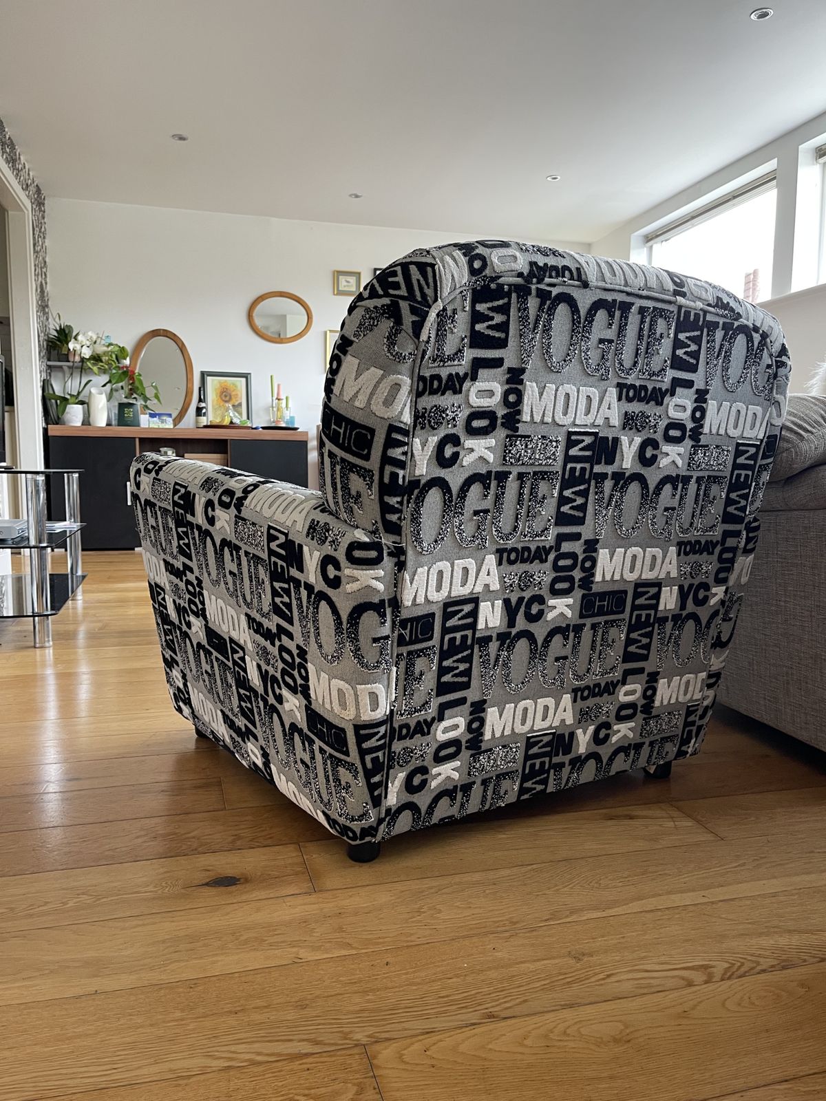 Fashion Print Grey Armchair (One Of A Kind) photo 300.0