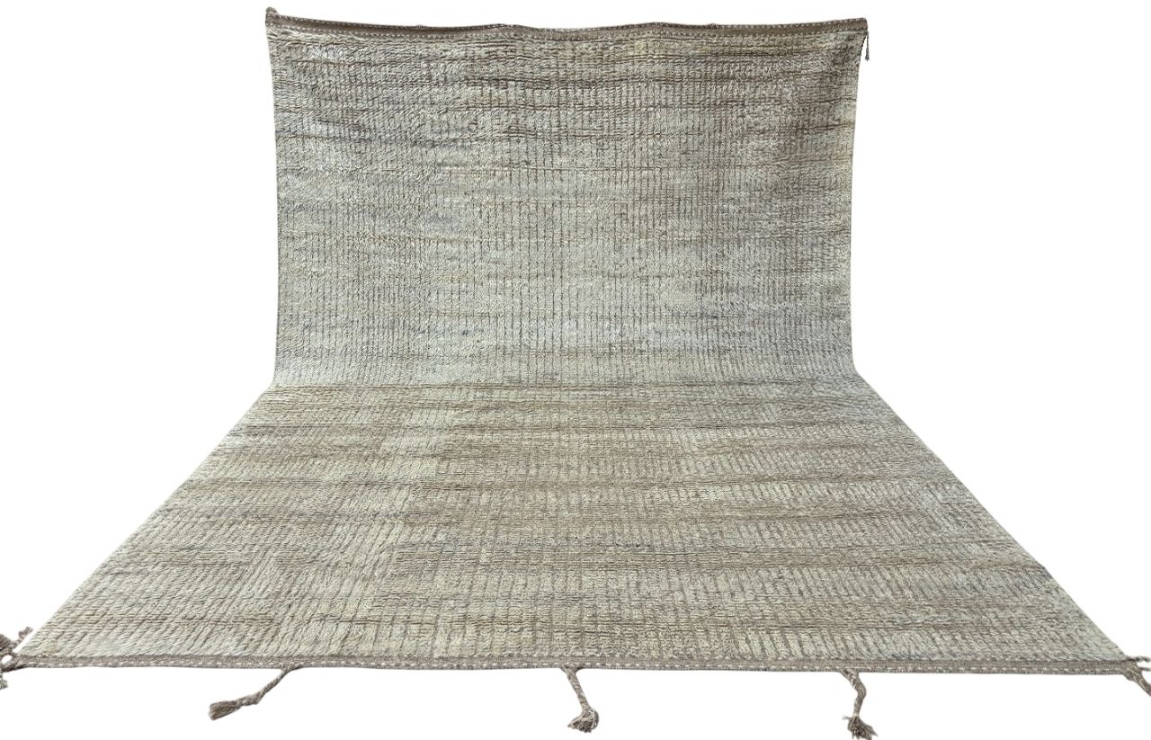 275x365 Cm Vintage Hand Knotted Moroccan Design Rug. 100% Natural Wool. Handmade Beni Ourain Carpet photo Textiles