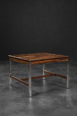 Mid Century Modern Swedish Square Rosewood And Aluminum Coffee Table From Hmb Möbler Rörvik, 1960s