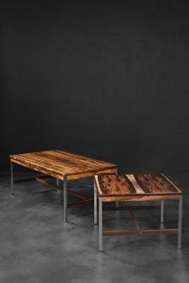 Mid Century Modern Swedish Square Rosewood And Aluminum Coffee Table From Hmb Möbler Rörvik, 1960s photo Furniture