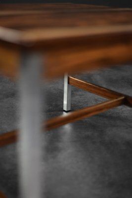 photo furniture Mid Century Modern Swedish Square Rosewood And Aluminum Coffee Table From Hmb Möbler Rörvik, 1960s