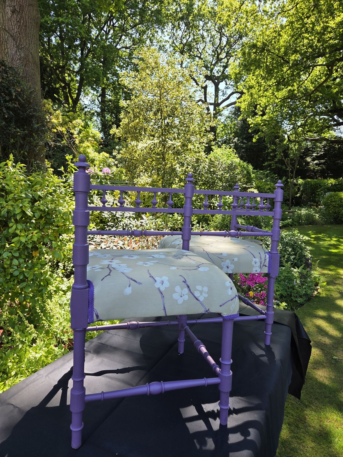 Rare Vintage Lavender Tête à Tête Conversation Seat With Floral Upholstery photo 295.0