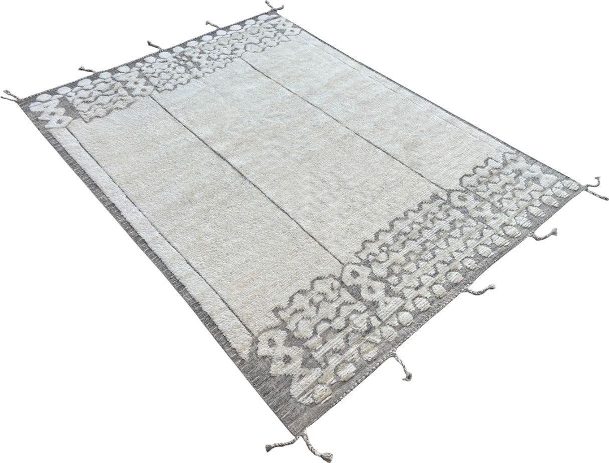 275x365 Cm Vintage Hand Knotted Moroccan Design Rug. Handmade Beni Ourain Carpet. 100% Natural Wool photo 1915.0