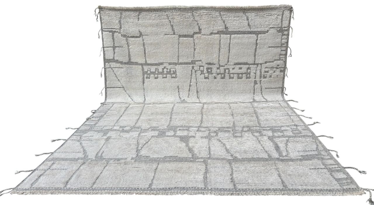 275x365 Cm Vintage Hand Knotted Moroccan Design Rug. Handmade Beni Ourain Carpet. 100% Natural Wool photo furniture
