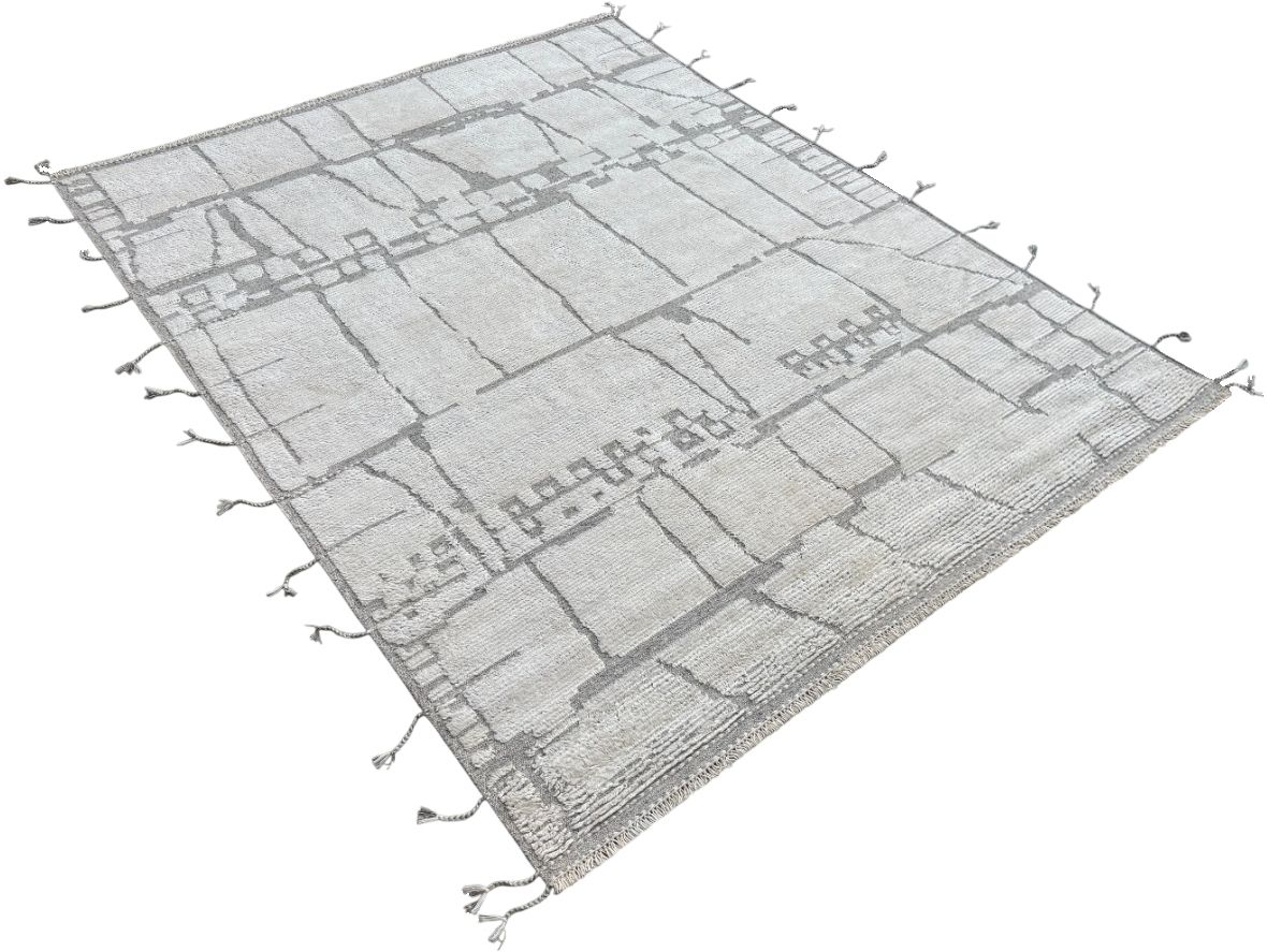 275x365 Cm Vintage Hand Knotted Moroccan Design Rug. Handmade Beni Ourain Carpet. 100% Natural Wool photo Textiles