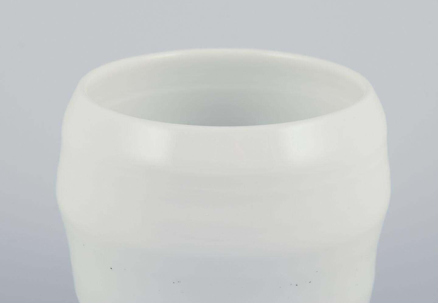 Gerd Hiort Petersen For Royal Copenhagen. Stoneware Vase With White Glossy Glaze photo for sale