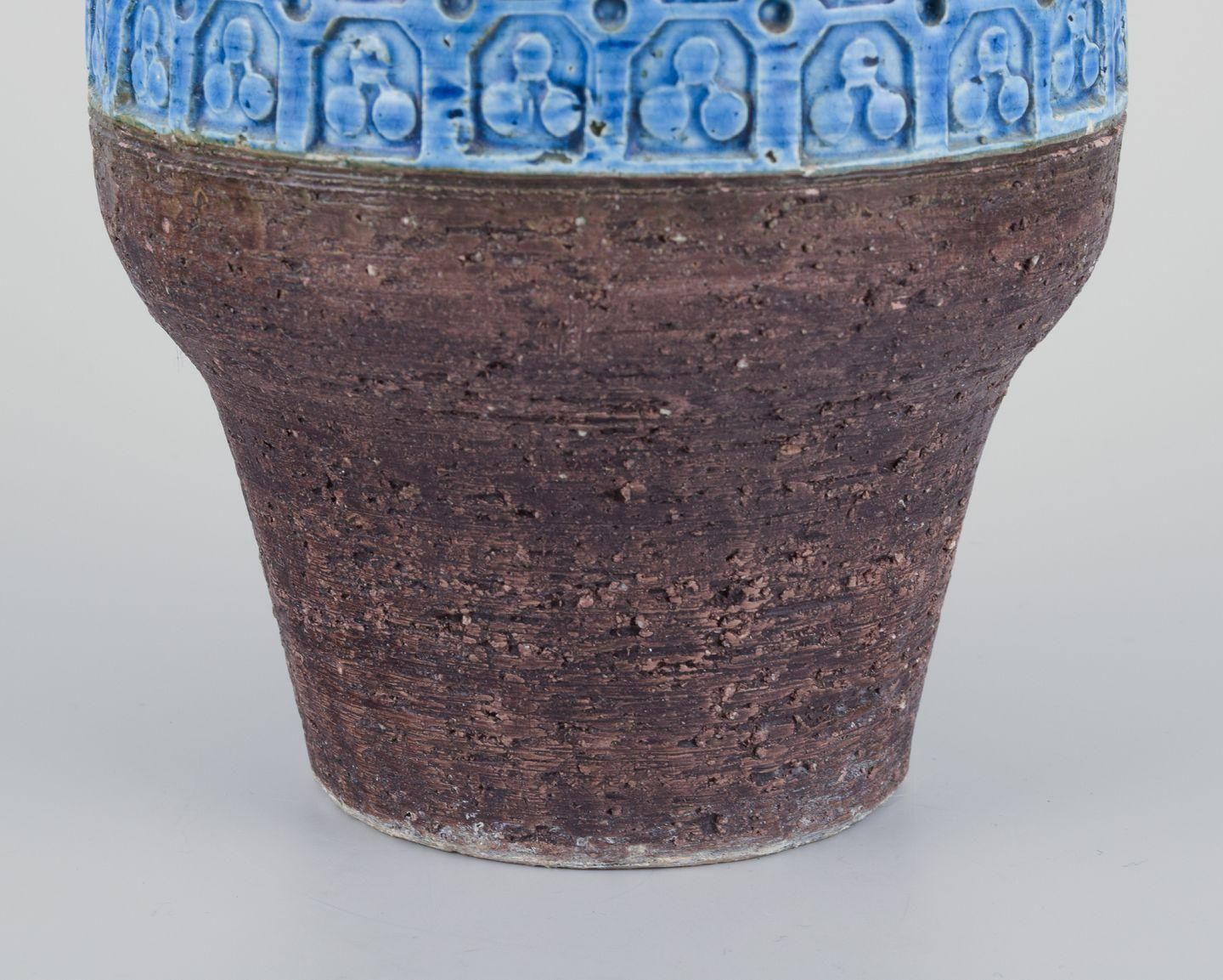 Aldo Londi For Bitossi, Italy. Large Vase In Rimini Blue Glazed Ceramic. photo for sale