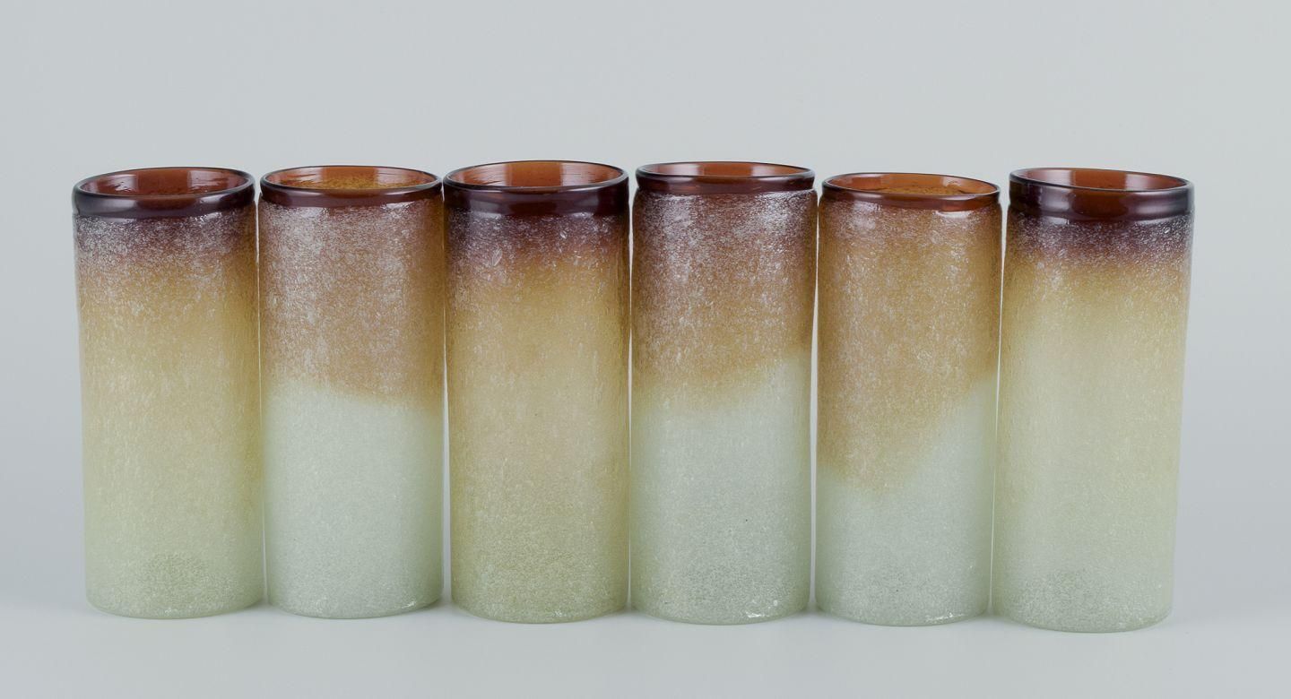 Napoleone Martinuzzi, Venini, Murano. Set Of Six Tall Glasses In Art Glass. photo furniture