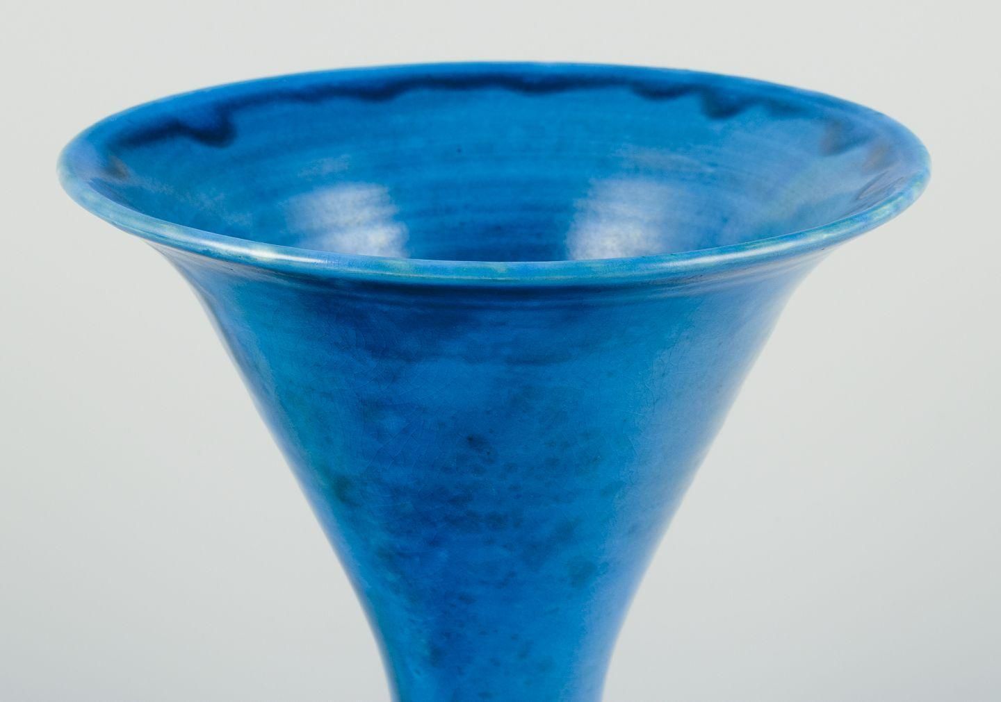 Kähler, Denmark. Trumpet Shaped Ceramic Vase, Turquoise Glaze. photo furniture