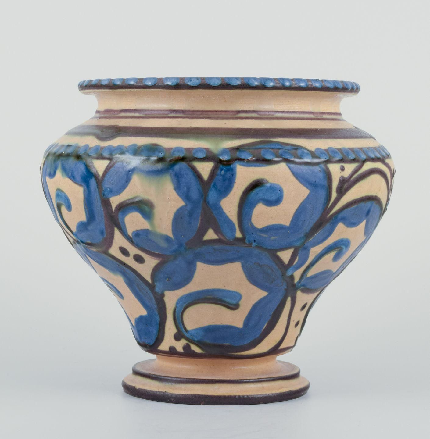 Kähler, Denmark. Ceramic Vase In Cow Horn Technique. photo furniture