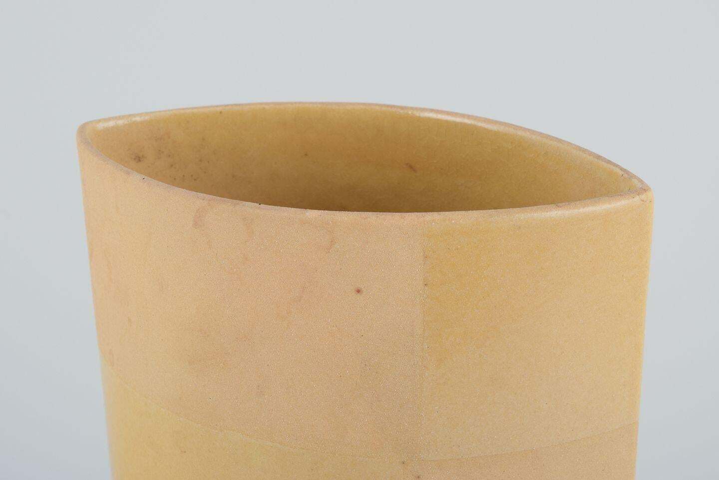 European Studio Ceramicist. Ceramic Vase With Yellow Glaze. 1980s photo for sale