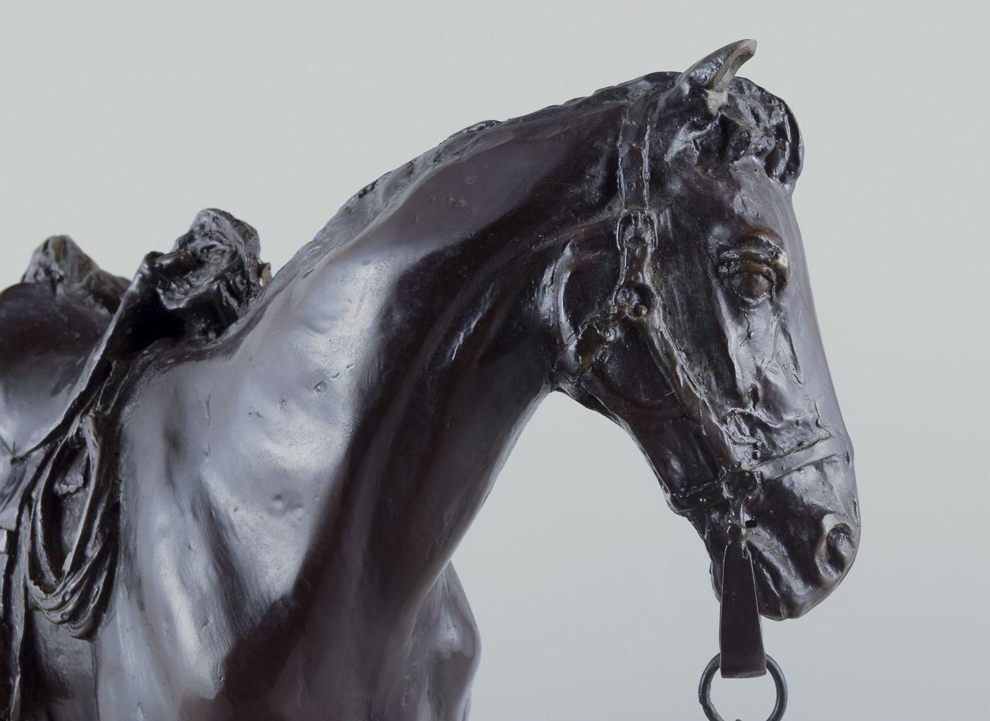 Unknown Sculptor. Large Sculpture In The Shape Of A Horse On A Plinth. photo vinterior