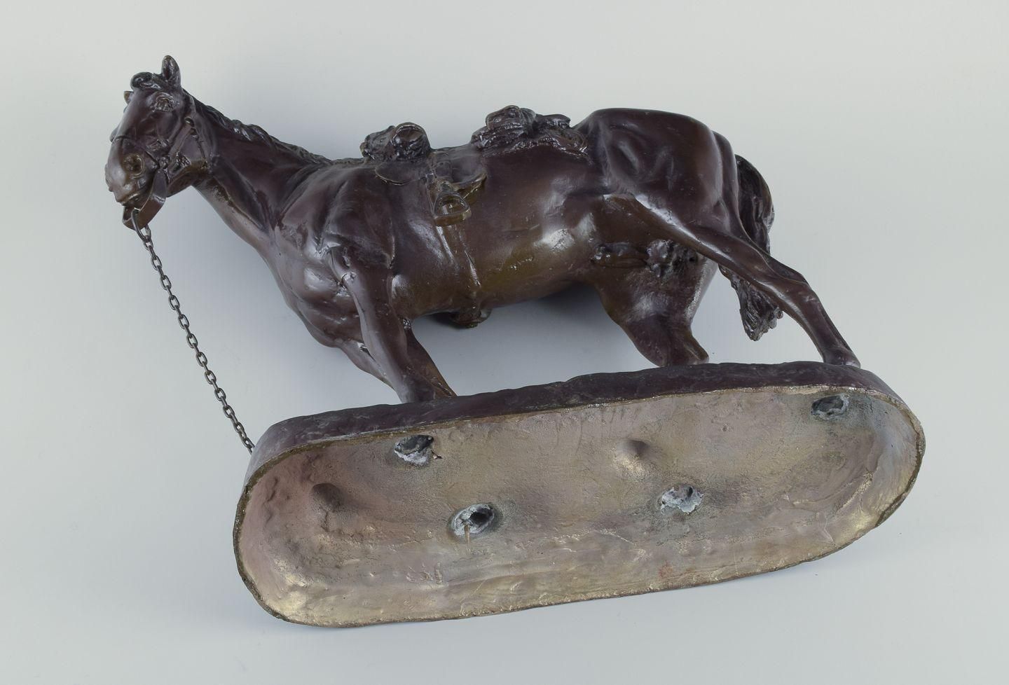 photo furniture Unknown Sculptor. Large Sculpture In The Shape Of A Horse On A Plinth.
