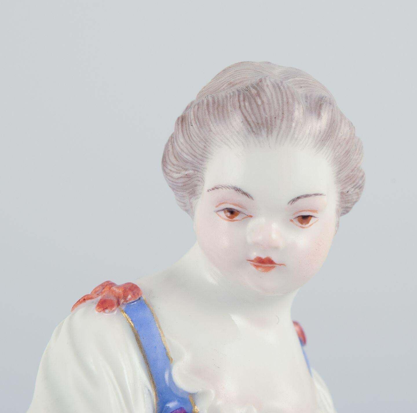 Meissen, Germany. Porcelain Figurine Of Girl With Basket. Ca 1900 photo vinterior