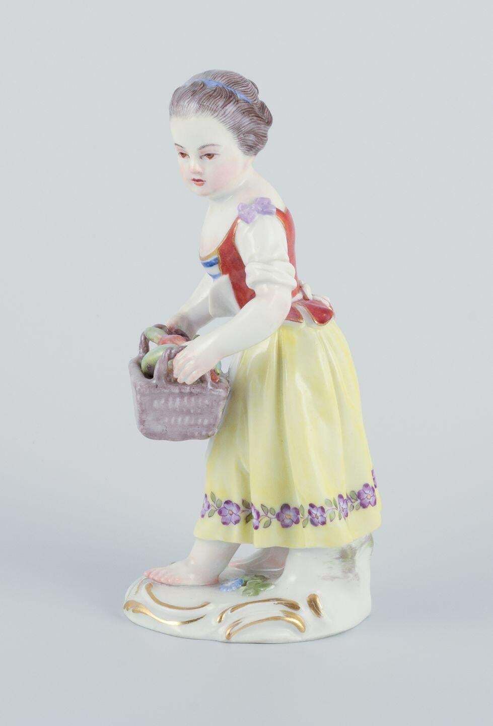 Meissen, Germany. Porcelain Figurine Of Girl With Basket. Ca 1900 photo furniture