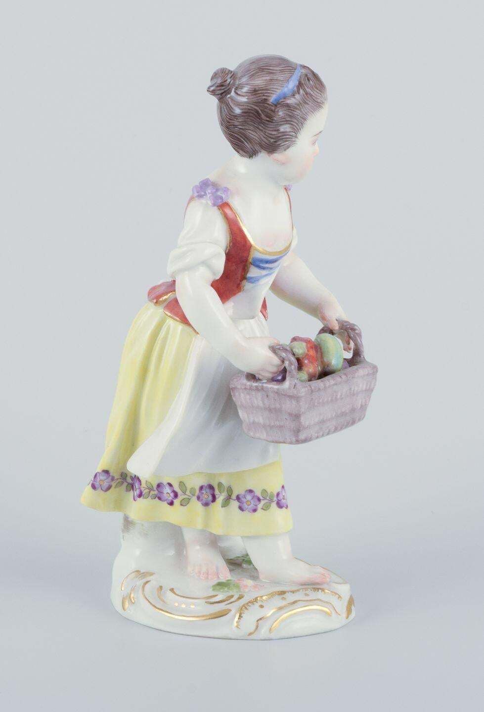 Meissen, Germany. Porcelain Figurine Of Girl With Basket. Ca 1900 photo for sale