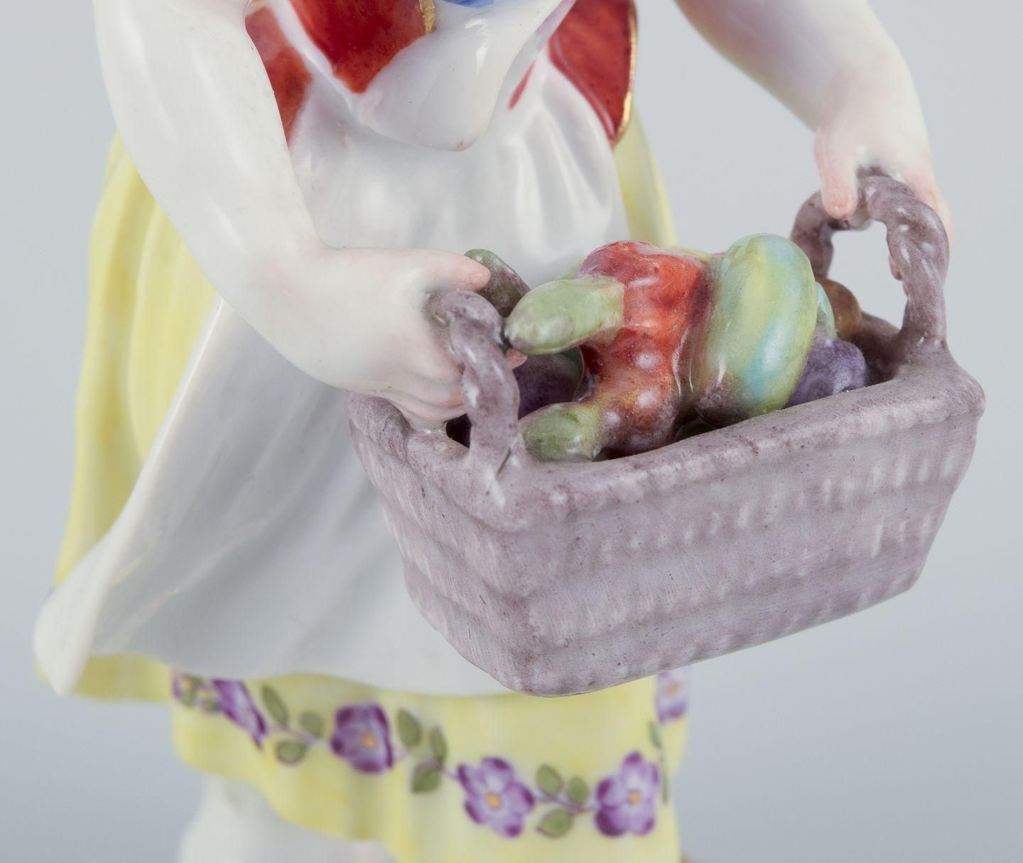 Meissen, Germany. Porcelain Figurine Of Girl With Basket. Ca 1900 photo buy