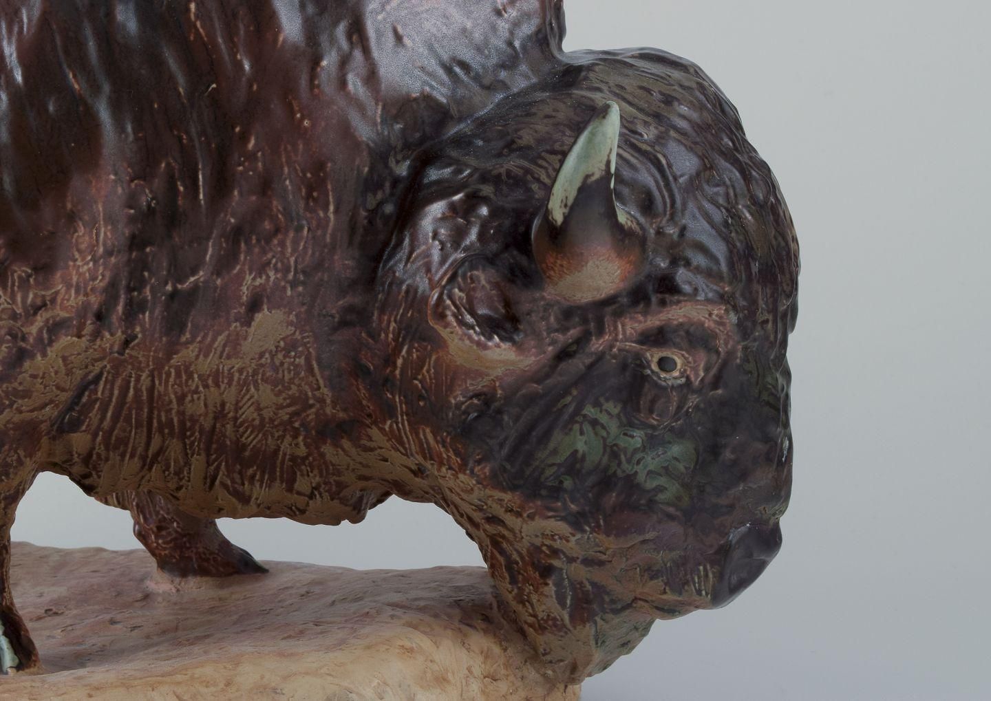 Kuno Norvark For Bing And Grondahl. Colossal And Rare Figurine Of A Bison. photo Art