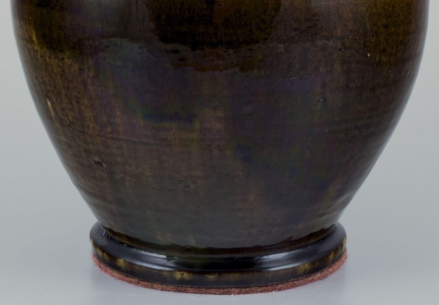 Svend Hammershøi For Kähler. Ceramic Floor Vase In Uranium Yellow Glaze. photo Home Decor