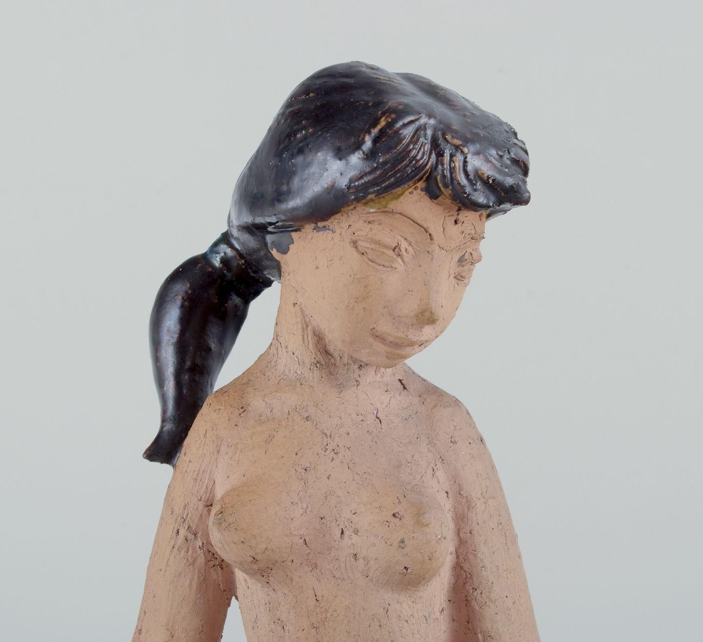 Helge Christoffersen, Own Workshop. Unique Ceramic Figure Of A Nude Young Woman. photo Art