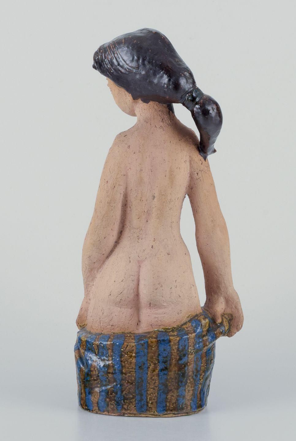 Helge Christoffersen, Own Workshop. Unique Ceramic Figure Of A Nude Young Woman. photo vinterior