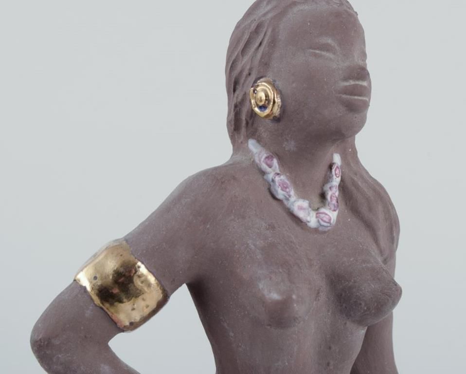 Bengt Wall, Sweden. Figurine Of A Bali Girl. Raw And Glazed Ceramic photo Home Decor