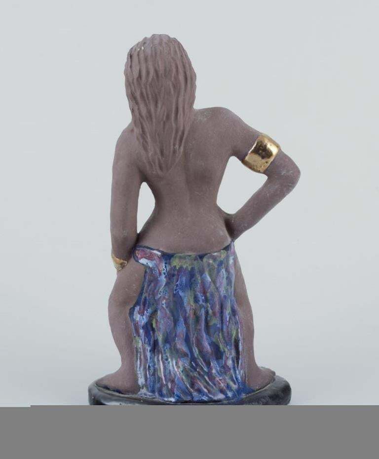 Bengt Wall, Sweden. Figurine Of A Bali Girl. Raw And Glazed Ceramic photo vinterior