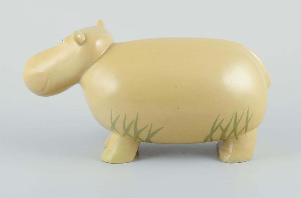 Marianne Gunnemark For Höganäs. Very Large And Rare Ceramic Figurine Of Hippo photo vinterior