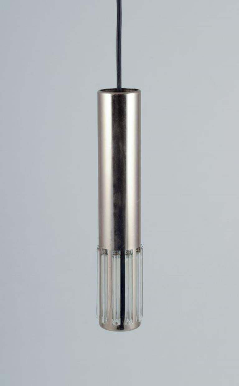 Schmahl & Schulz. Pair Of Ceiling Pendants In Stainless Steel And Acrylic Glass photo Lighting