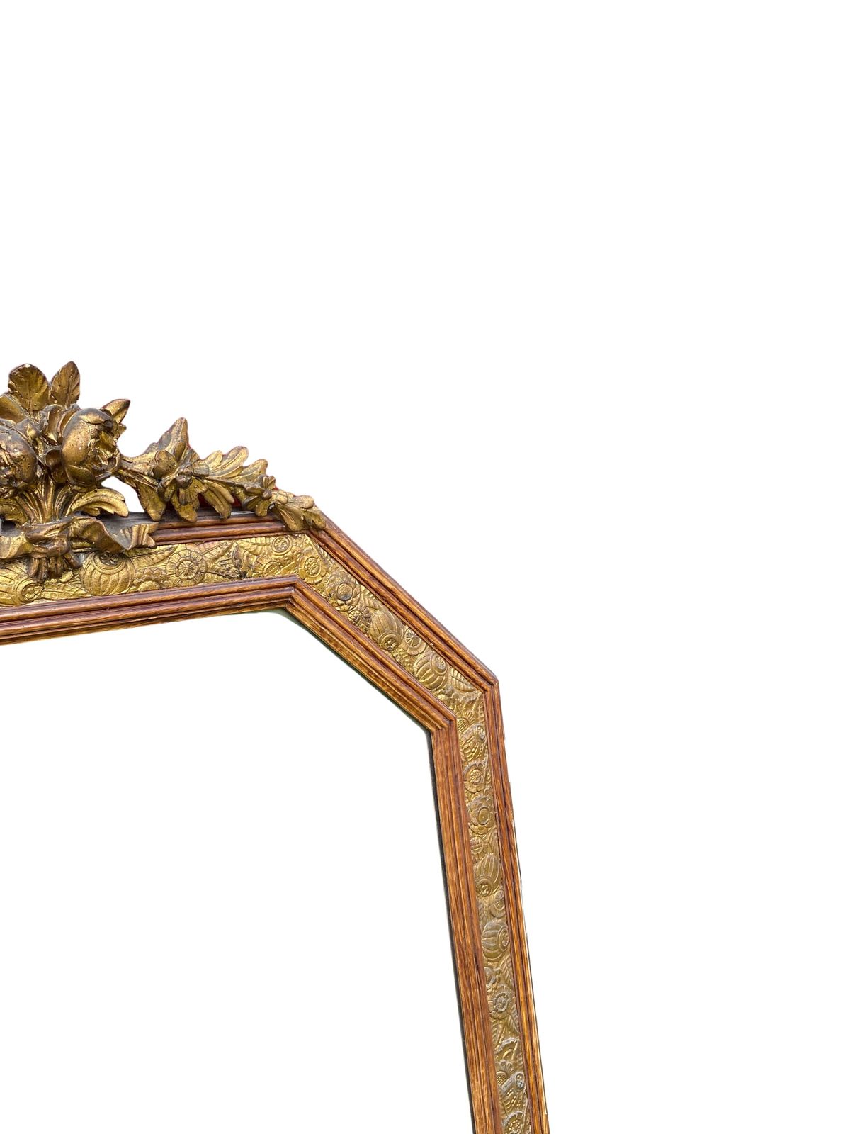 Large Gilded Wood Mirror, Louis XVI   Art Nouveau Transition Style, Bevelled Glass, Late 19th Century photo buy