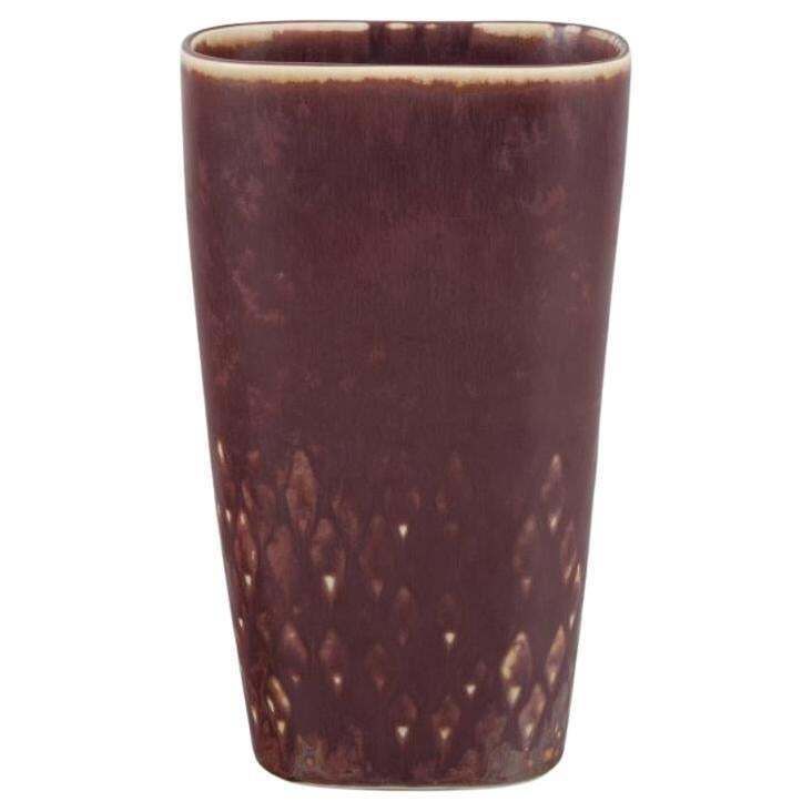 Carl Harry Stålhane For Rörstrand. Ceramic Vase In Brown Tones. Modernist Design