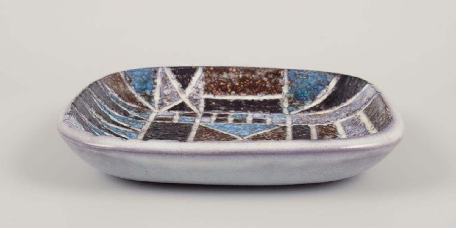 Ingrid Atterberg For Upsala Ekeby, Sweden. Ceramic "Tri" Dish. Geometric Pattern photo Home Decor