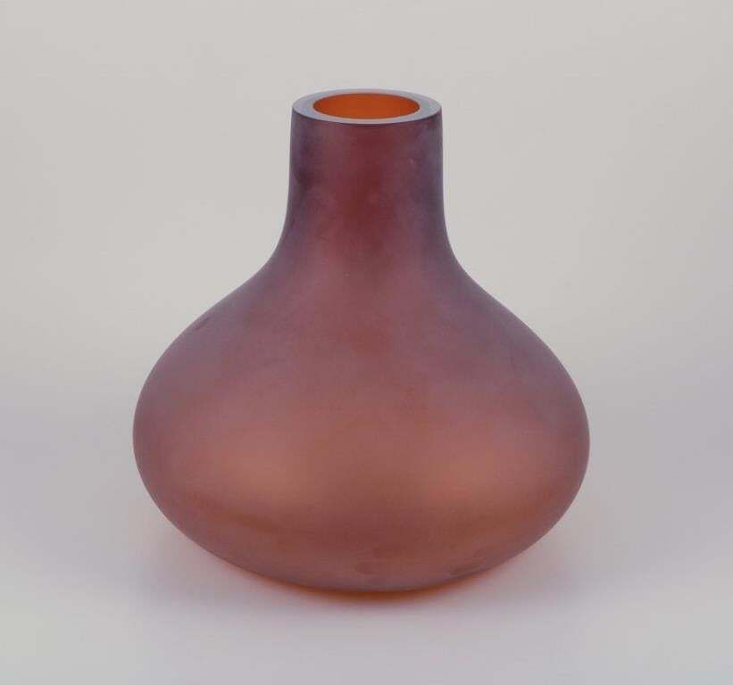 Salviati, Murano. Large Vase In Brown Mouth Blown Art Glass. photo for sale