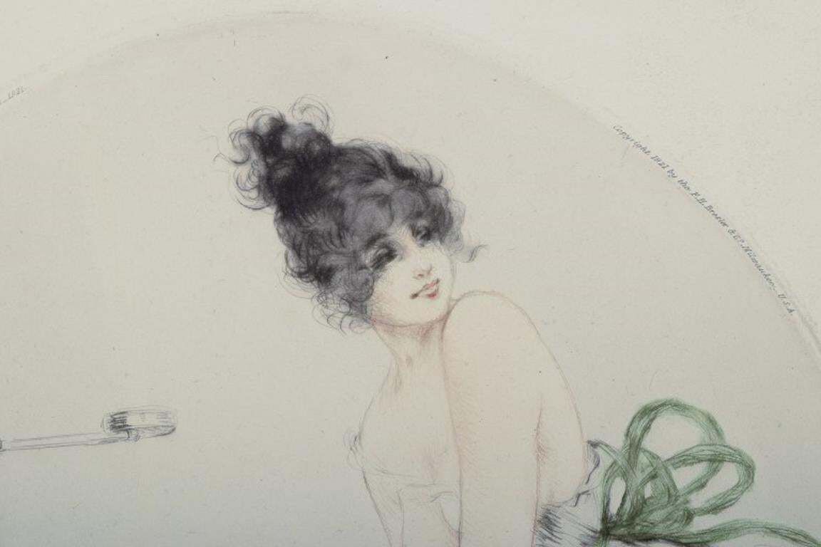 Louis Icart (1888 1950). Etching On Paper. Lady In A Short Dress With A Cockatoo photo for sale