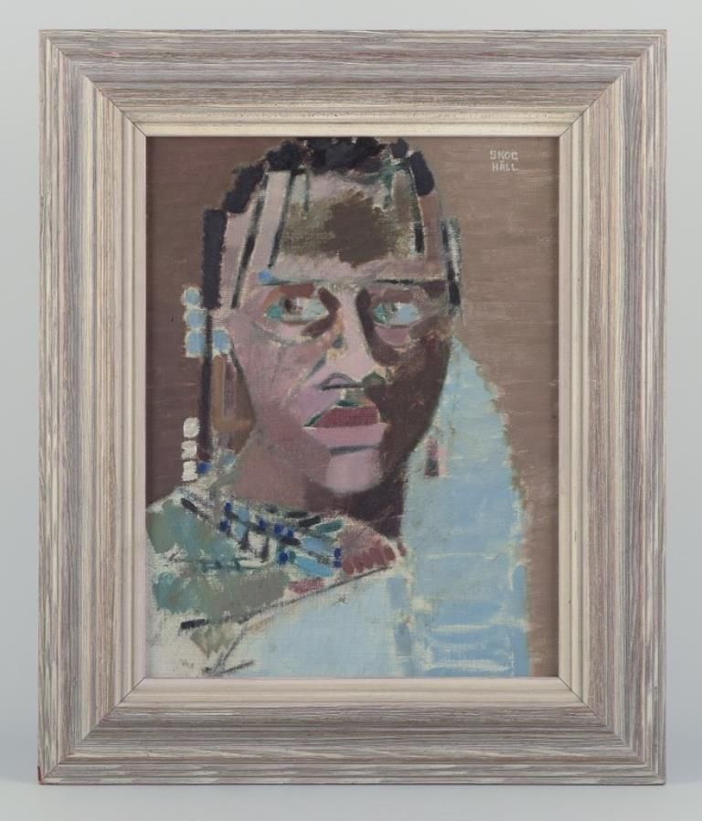 Folke Skoghäll, Listed Swedish Artist. Oil On Canvas. Portrait Of A Woman. photo furniture