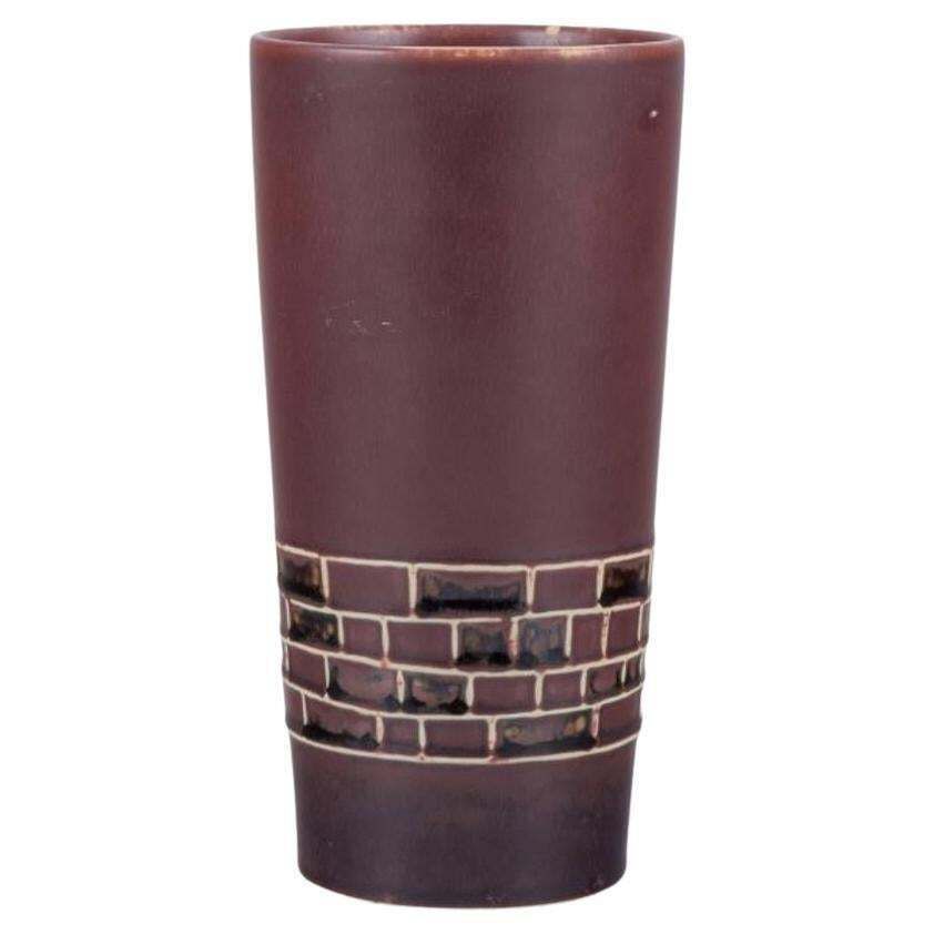 Hertha Bengtsson For Rörstrand. Ceramic Vase With Glaze In Shades Of Brown.