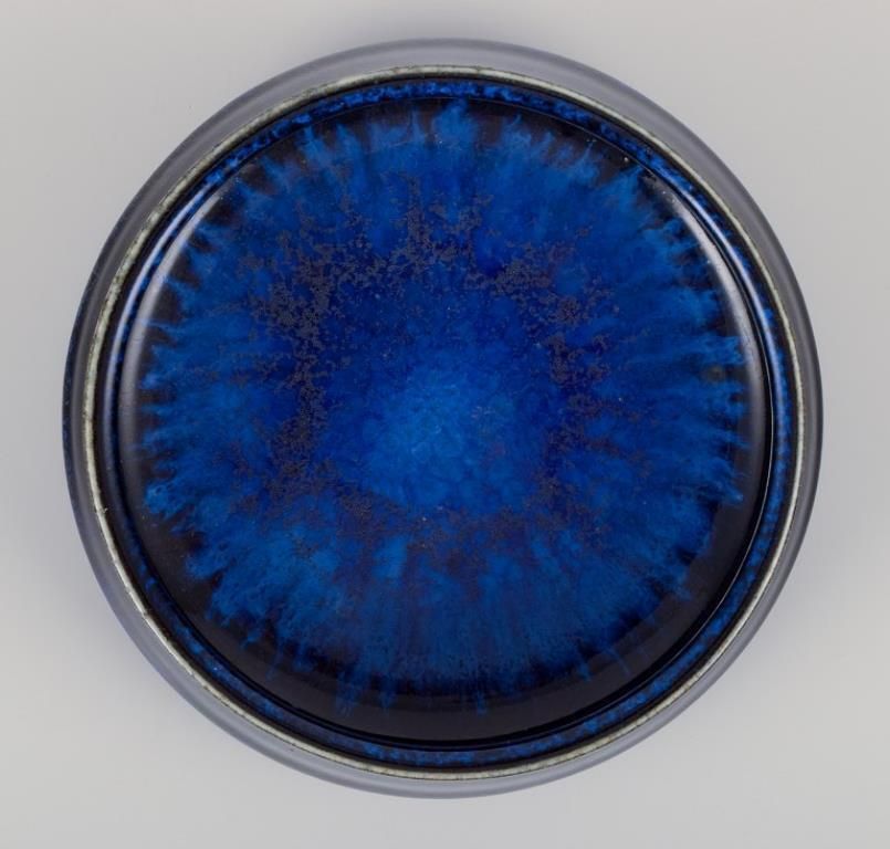 Carl Harry Stålhane For Rörstrand. Ceramic Bowl With Blue Tones Glaze. photo Home Decor