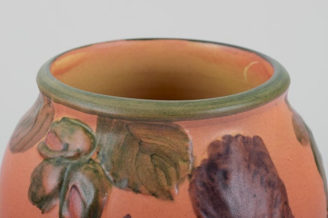 Ipsen's Denmark, Vase With Squirrel, Glazing In Orange And Green Tones. photo Home Decor