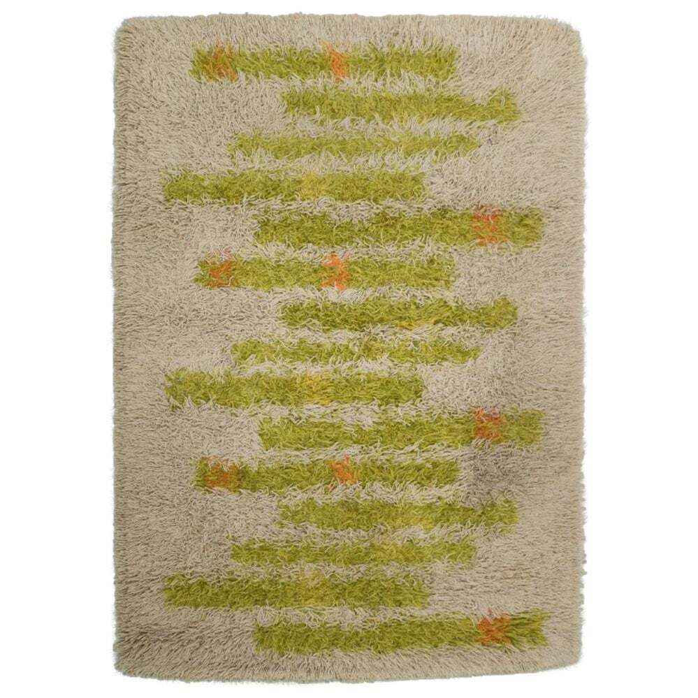 Swedish Textile Designer. Blekinge Rya. Large Carpet In Pure Wool.