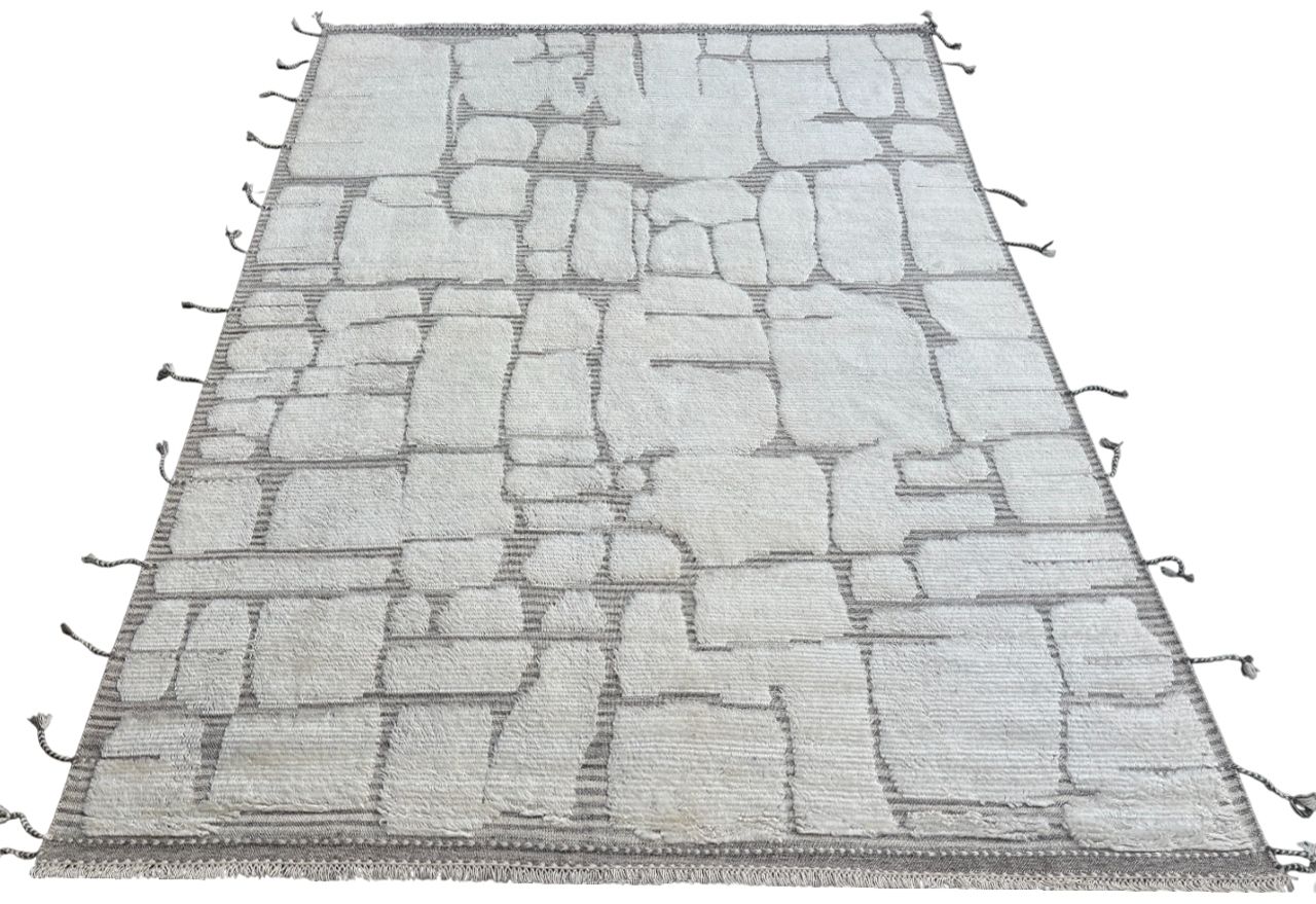275x365 Cm Hand Knotted Moroccan Design Rug. Vintage Beni Ourain Carpet. 100% Natural Wool photo furniture
