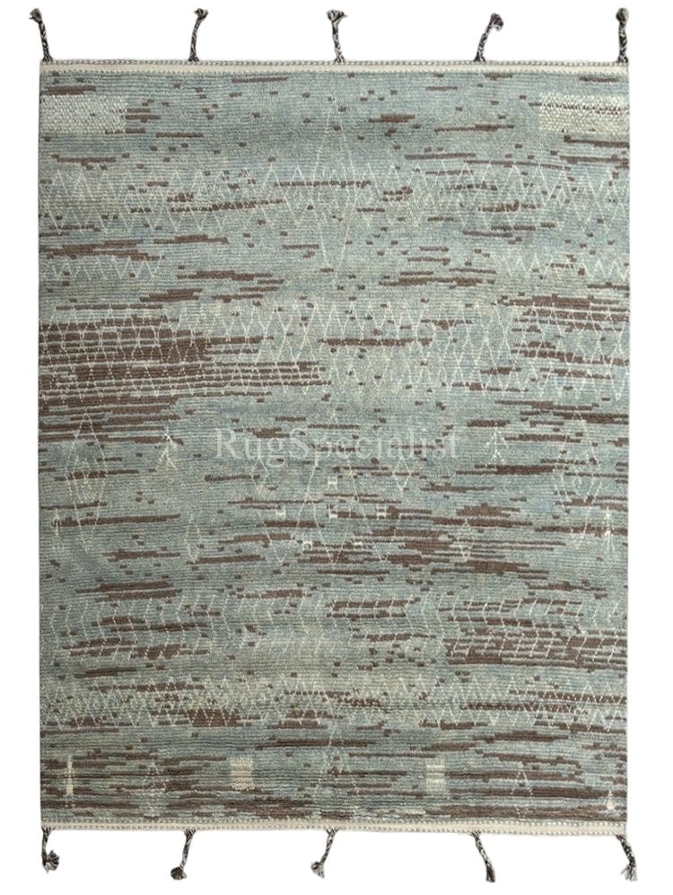 275x365 Cm Hand Knotted Moroccan Design Rug. Vintage Beni Ourain Carpet. 100% Natural Wool