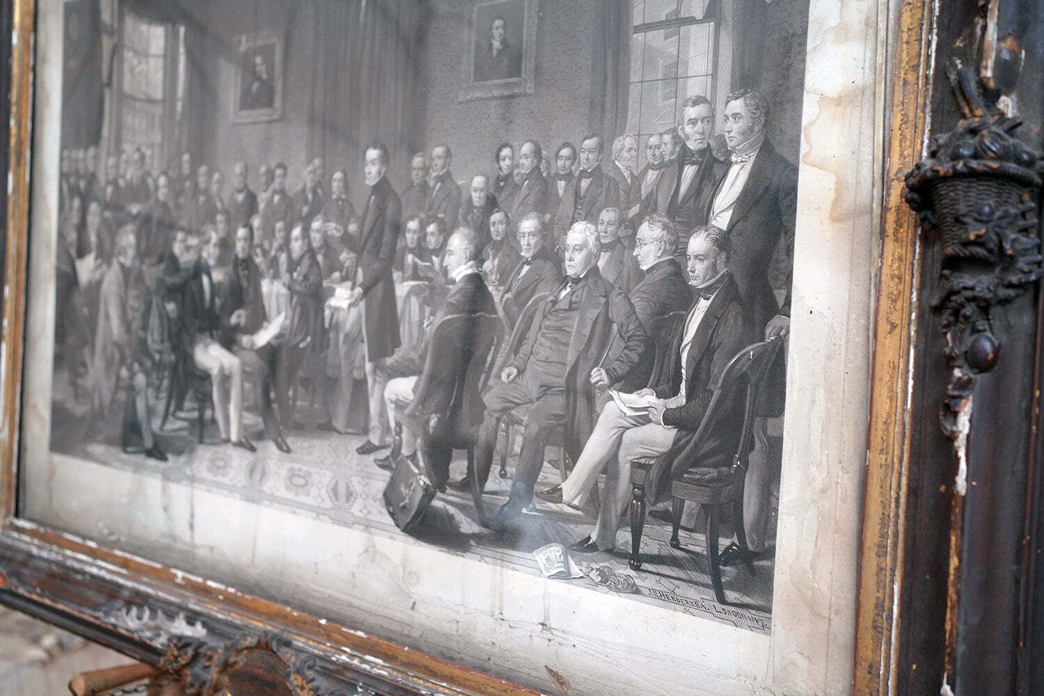 A Mid 19thc Engraving After John Rogers Herbert Ra (1810 1890); The Meeting Of The Council Of The Anti Corn Law League C.1847 photo for sale