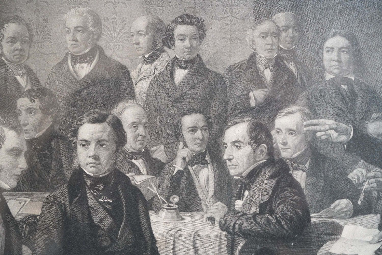 photo furniture A Mid 19thc Engraving After John Rogers Herbert Ra (1810 1890); The Meeting Of The Council Of The Anti Corn Law League C.1847