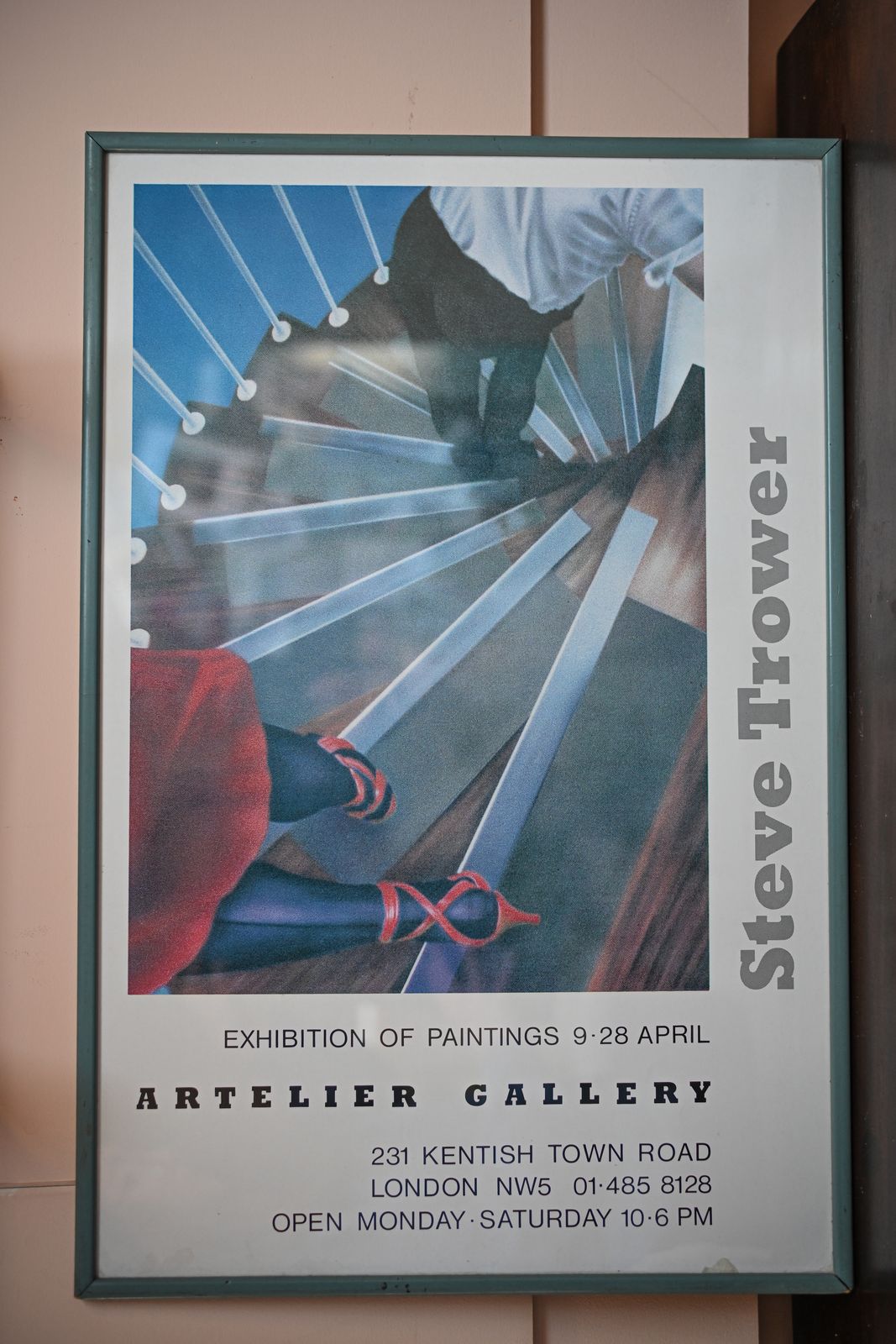 Vintage Framed Exhibition Poster Steve Trower. Blue Frame. Very Good Condition