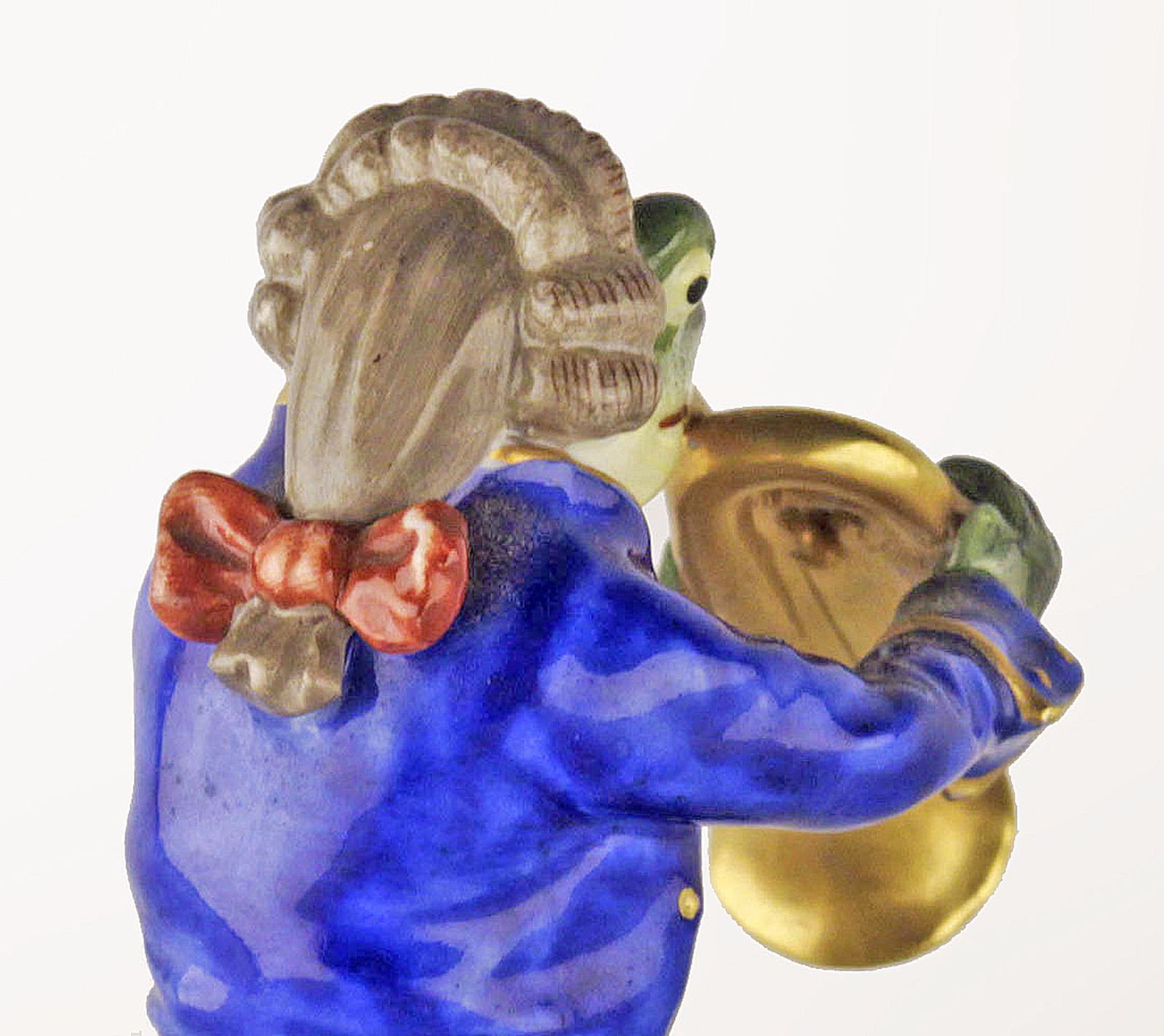 Belle époque German Glazed Porcelain Figurine Of A Brass Playing Frog By Goebel Company photo buy