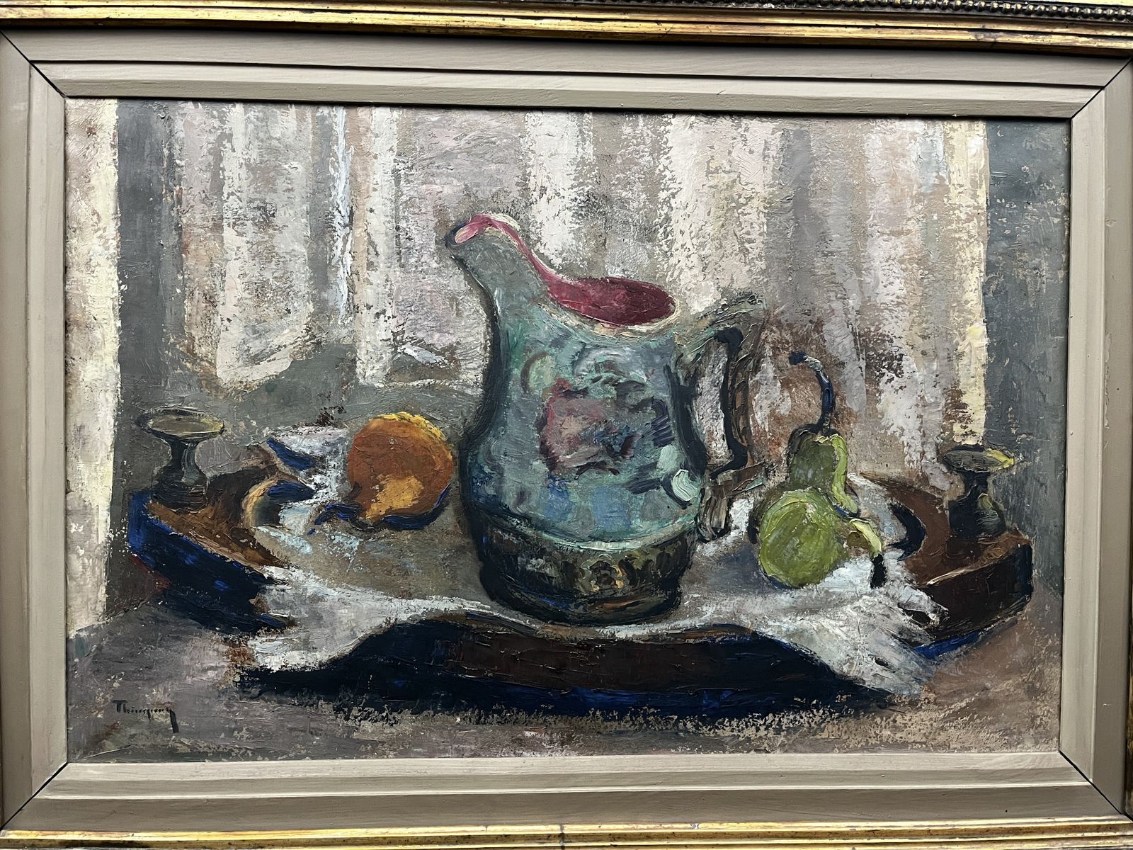 1948 Mid Century Still Life With Jug – Signed Oil On Canvas By Suzanne Thienpont (1905–2003) photo Art