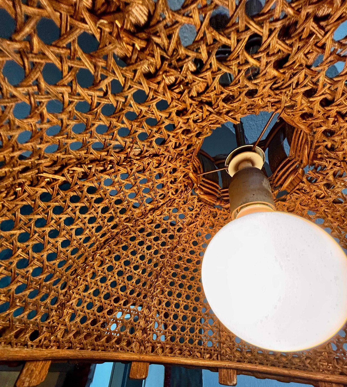 Bamboo And Rattan Chandelier, Italy, 1960s photo for sale